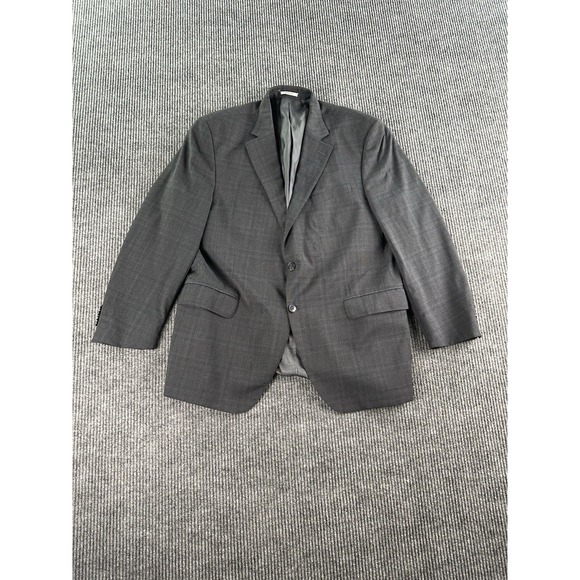 Peter Millar Sport Coat 44R Gray Glen Plaid 100% Wool Mens Blazer Made Canada